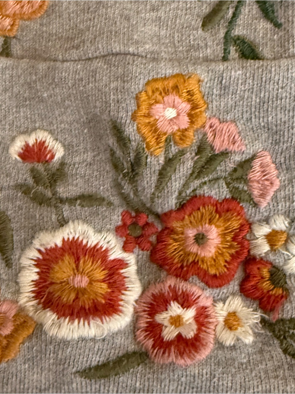 Anthropologie Embroidered Floral Crewneck Sweatshirt - Gray - Picture 7 of 9